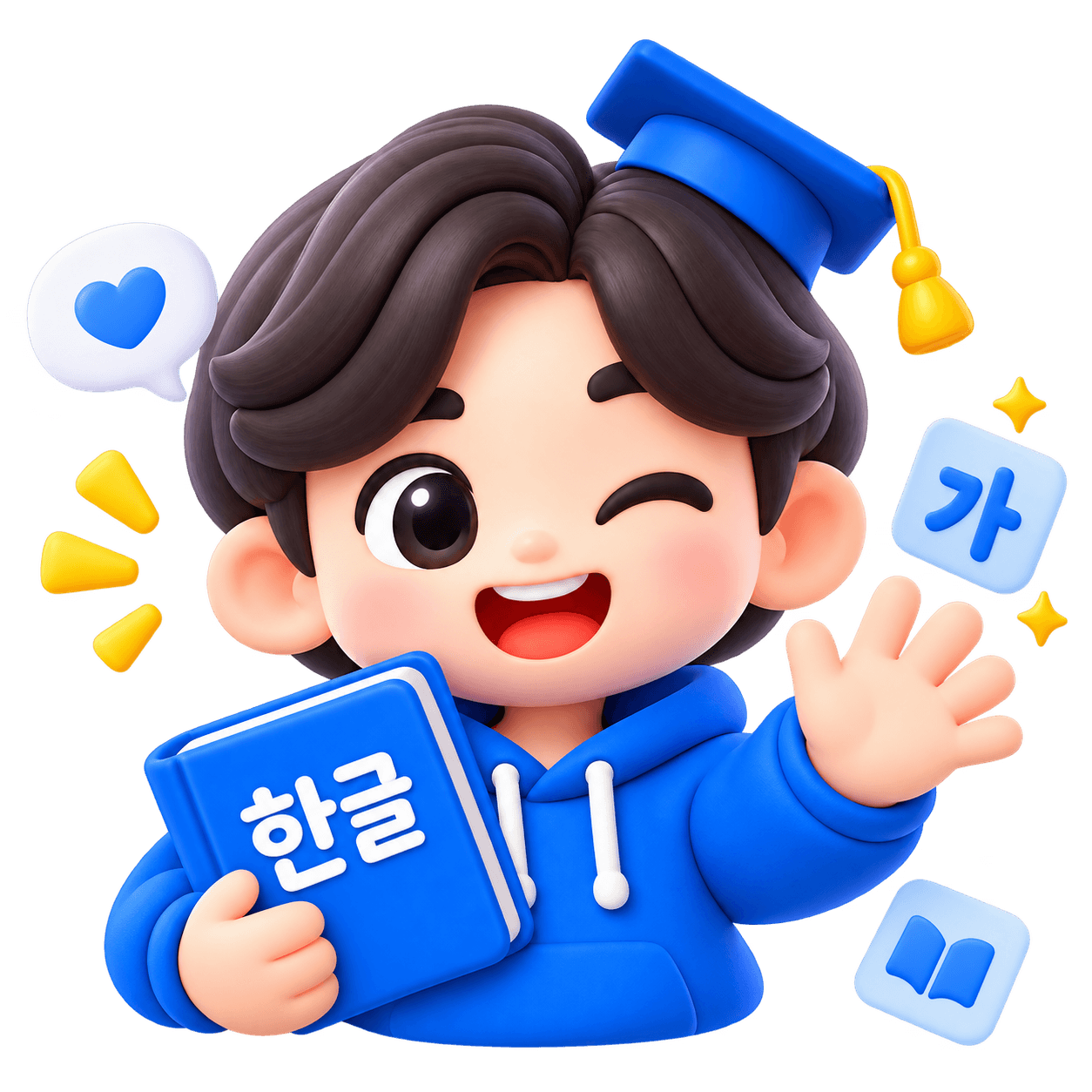 Korean Tutor mascot welcoming learners